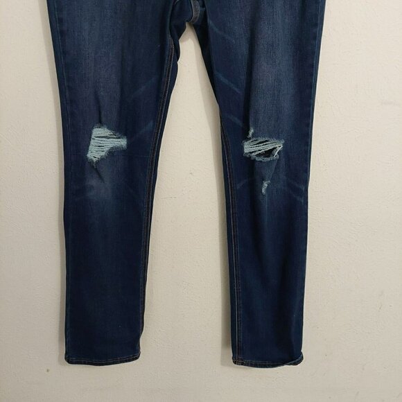 Old Navy Straight Leg Jeans Women's 14 Reg Medium Wash Blue Mid Rise Distressed - Picture 3 of 9